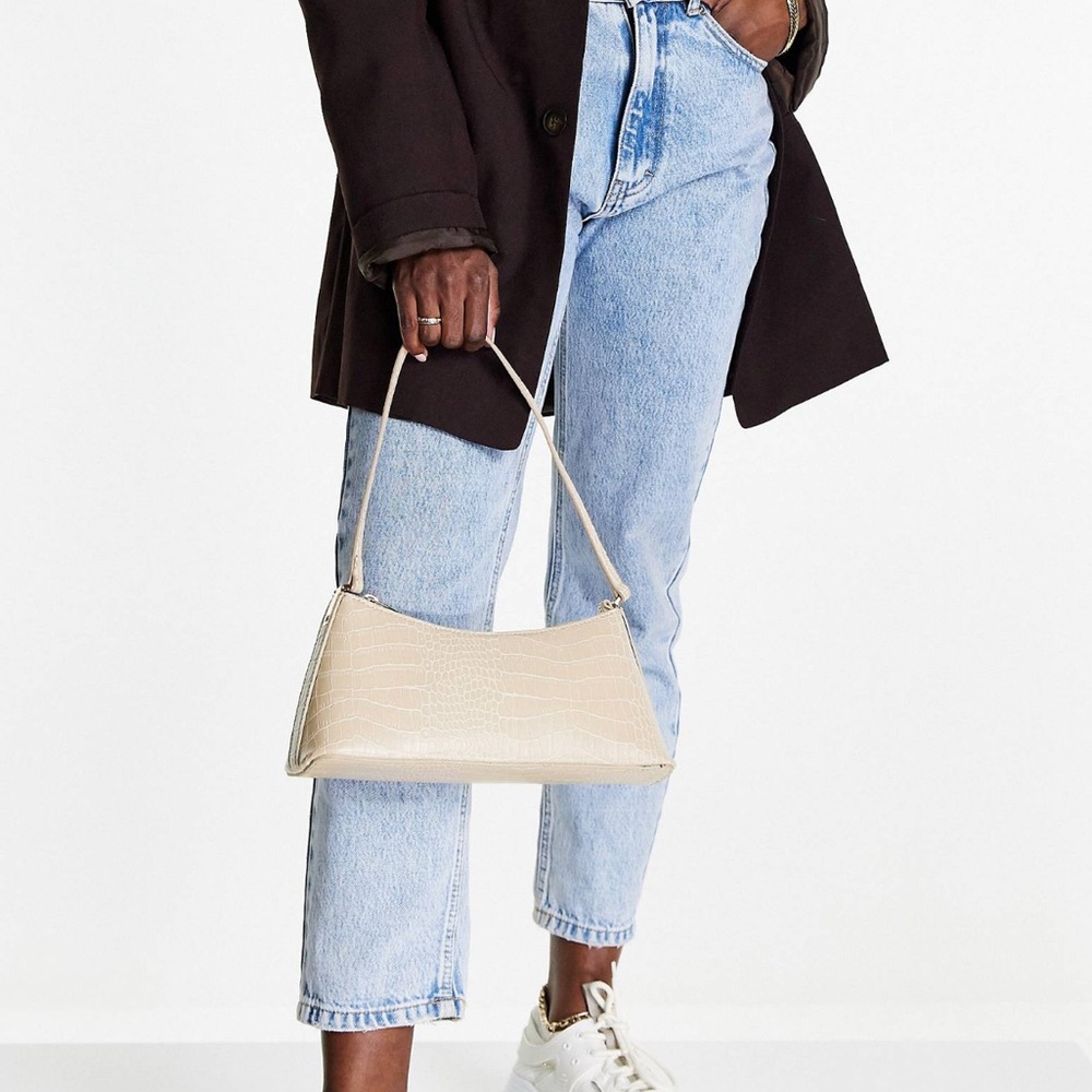 ASOS | Cream Croc Shoulder Bag